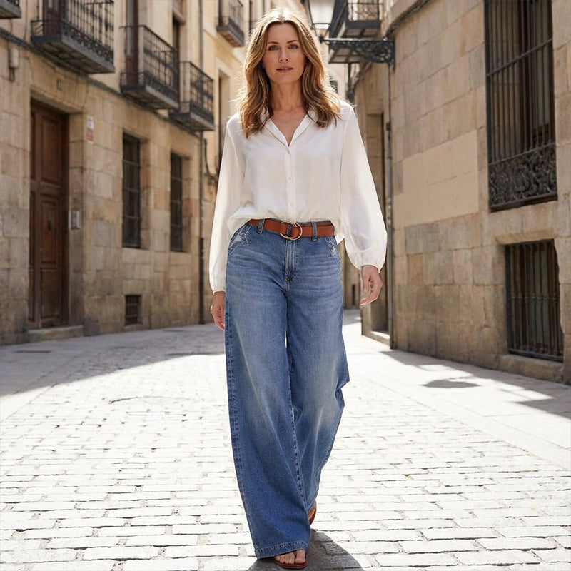 Women's Vintage High-Waist Wide-Leg Jeans